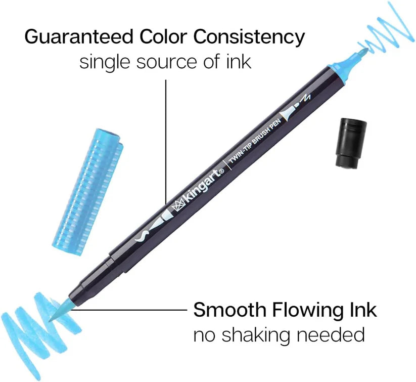 PRO Dual Twin-Tip Brush Pens, Set of 48 Unique & Vivid Colors, Watercolor Markers with Flexible Nylon Brush Tips, Professional Watercolor Pens for Painting, Drawing
