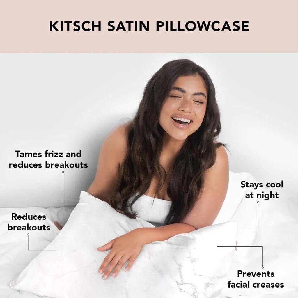 Satin Pillowcase with Zipper for Hair & Skin, Softer than Silk Pillow Cases Queen, Wrinkle-Free, Smooth and Cooling Satin Pillow Covers, Standard Size 19"X26", Marble