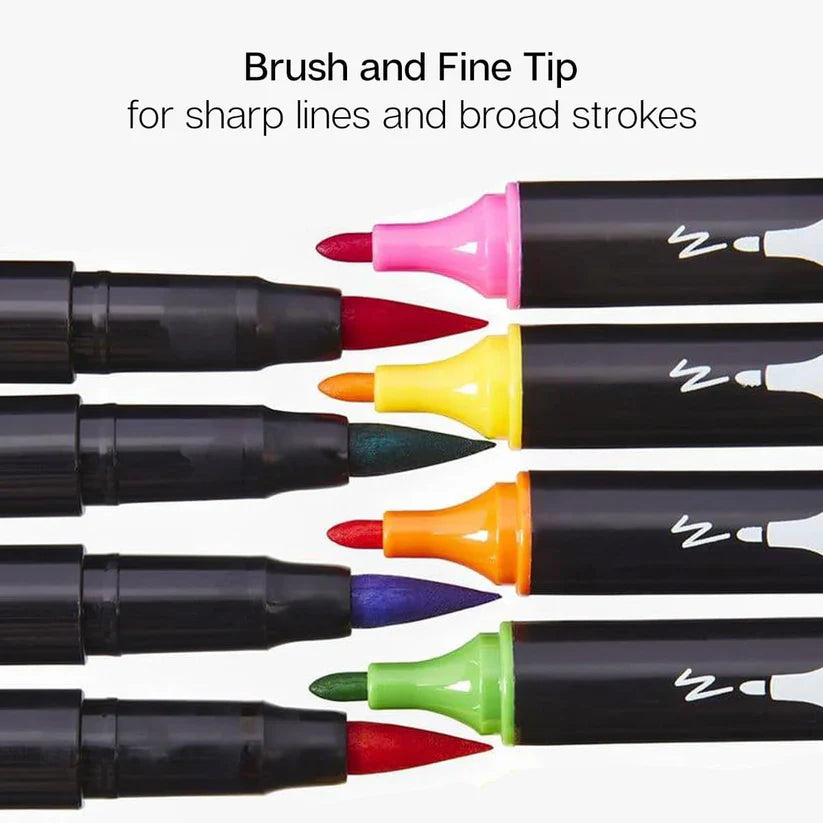 PRO Dual Twin-Tip Brush Pens, Set of 48 Unique & Vivid Colors, Watercolor Markers with Flexible Nylon Brush Tips, Professional Watercolor Pens for Painting, Drawing