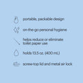 Gospa Travel Bidet GS-70 Easy-To-Use Portable Bidet with Convenient Nozzle Storage, Travel Bag, 400 Ml Capacity, and Angled Nozzle Spray