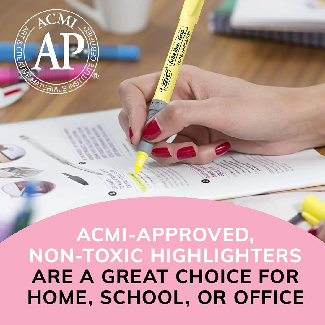 Brite Liner Grip Pastel Highlighter Set, Chisel Tip, 12-Count Pack of Pastel Highlighters in Assorted Colors, Cute Highlighters for Bullet Journaling, Note Taking and More