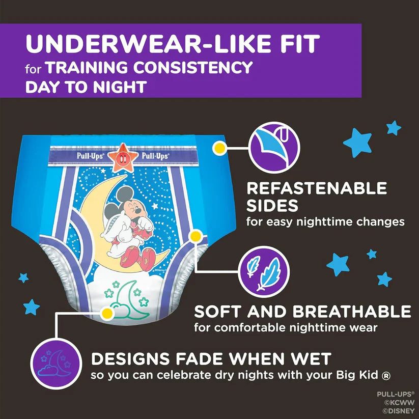Boys' Night-Time Potty Training Pants, Size 2T-3T Overnight Training Underwear (16-34 Lbs), 68 Ct